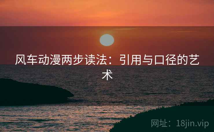 风车动漫两步读法:引用与口径的艺术 风车动漫两步读法:引用与口径的艺术